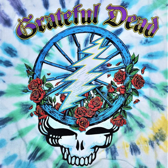 Grateful Dead Berha Steal Your Face Tie Dye Liquid Blue rock Official L NWT - Picture 3 of 6